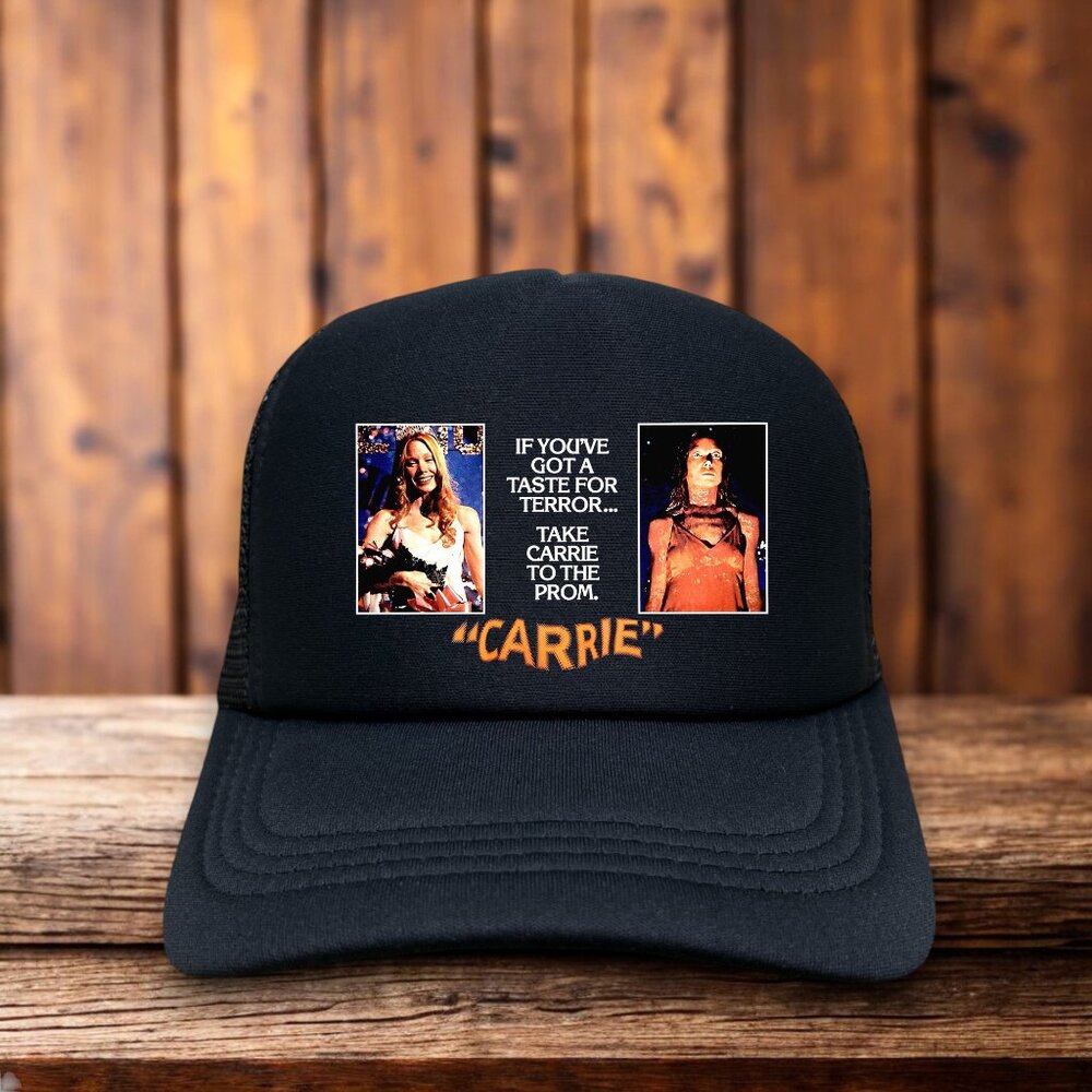 Carrie Stephen King Mens Trucker Hat Black Snapback 70s Horror Baseball Cap